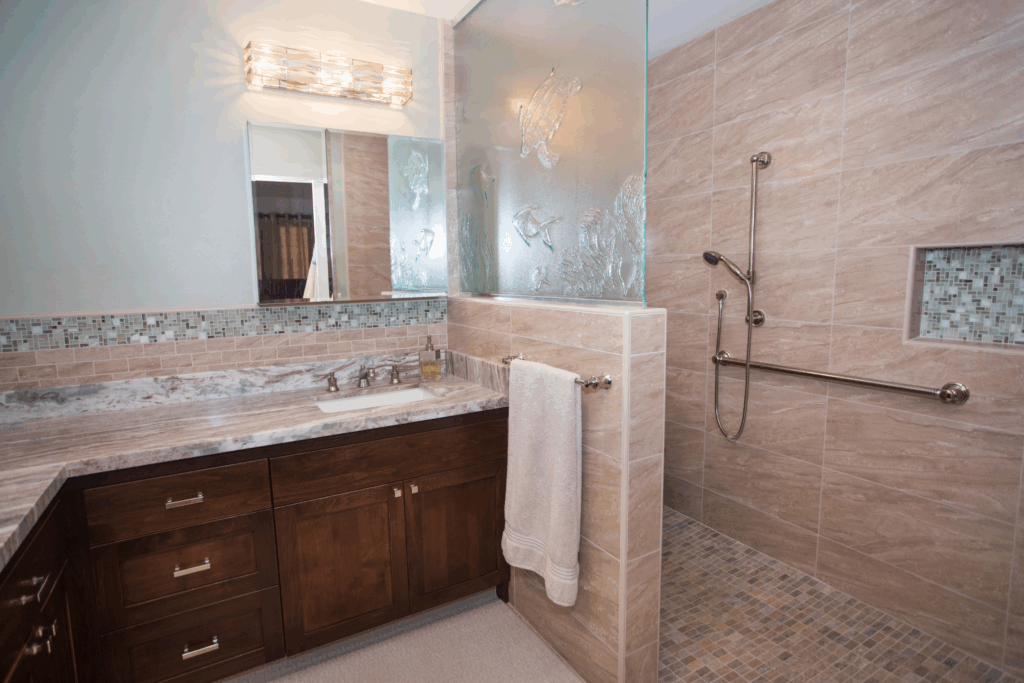A senior couple using a Stiltz home lift inside their Hawaii residence. Compact and shaftless, Stiltz home lifts provide a safe and elegant accessibility solution for multi-level homes, helping families age in place with confidence.