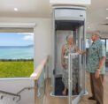 Senior couple using Stiltz home lift in Hawaii residence