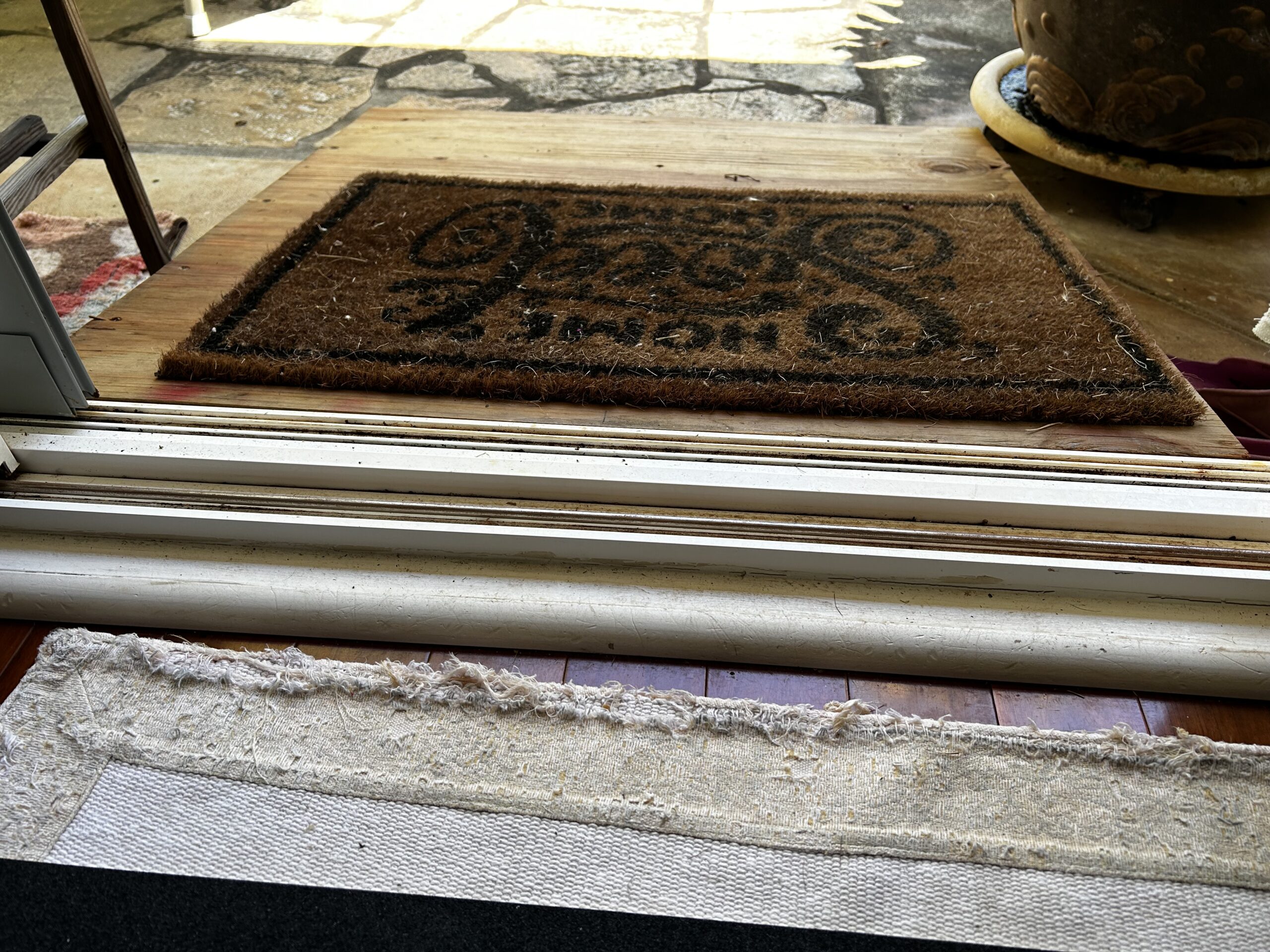 Bridging a sliding-door threshold: before installation