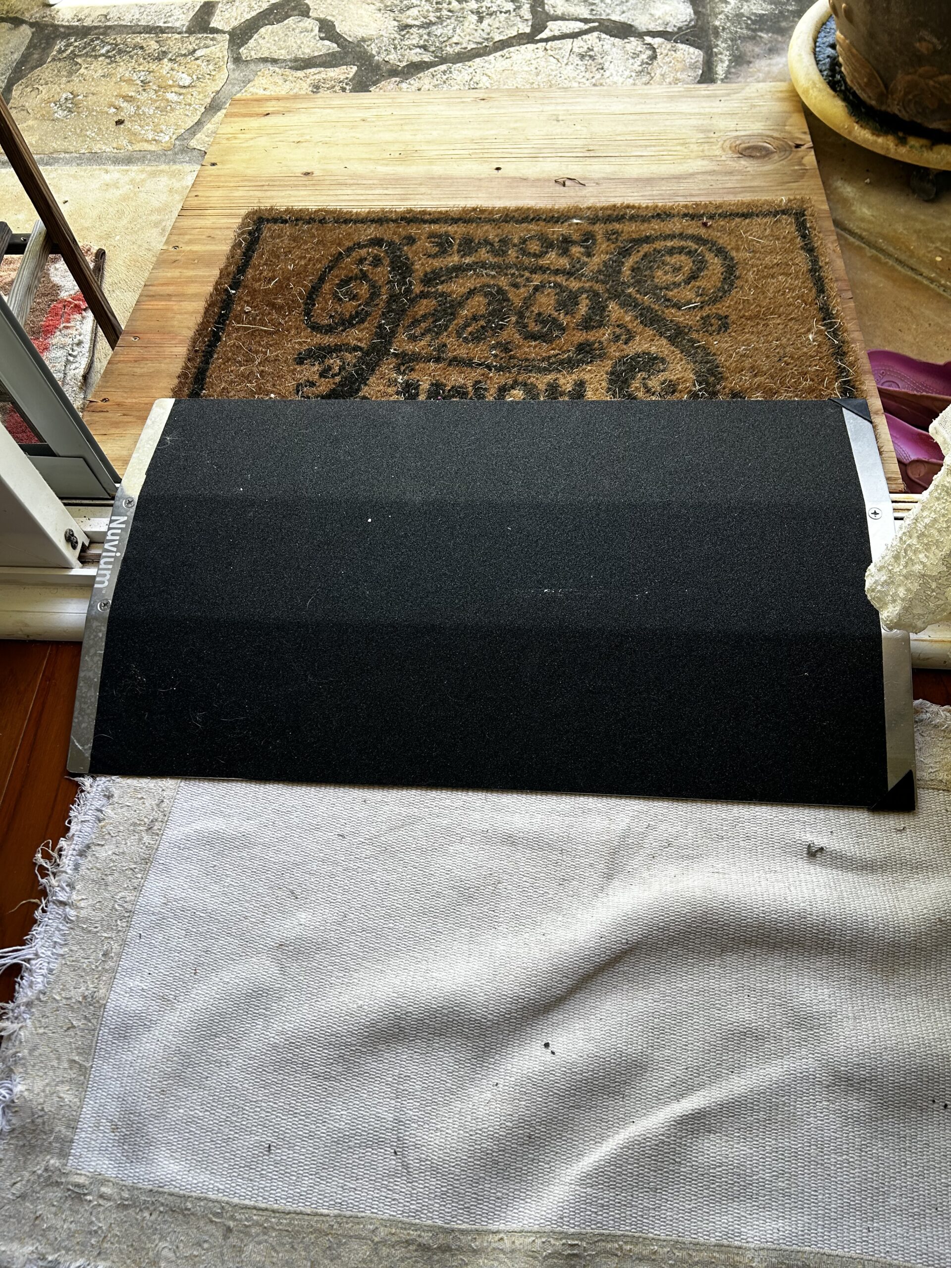 Bridging a sliding-door threshold: after installation