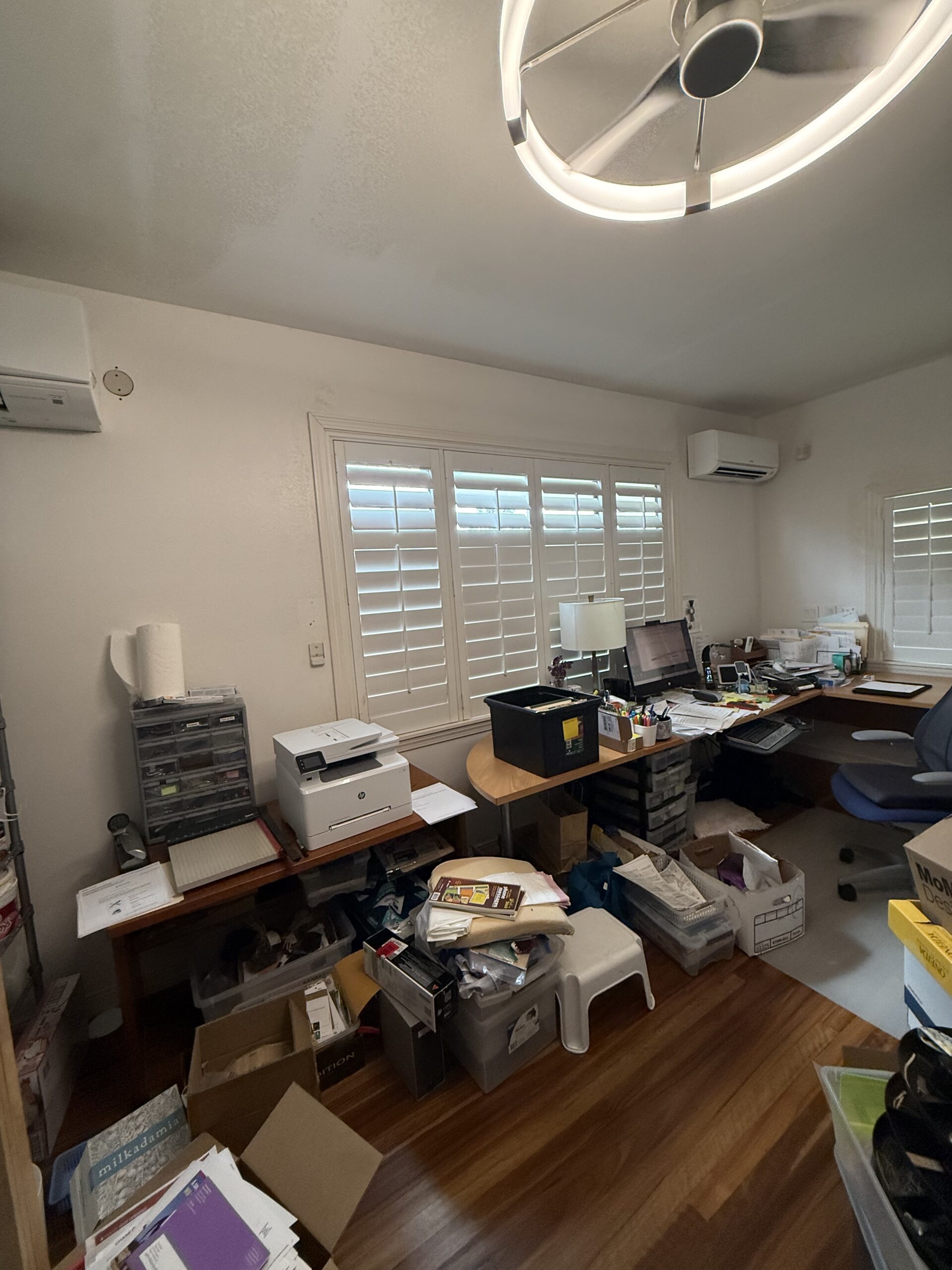 A lift added to an existing home office: before installation